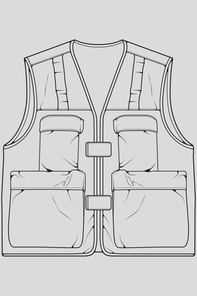 Brustwestentasche Umrisszeichnungsvektor, Brustwestentasche in einem Skizzenstil, Umriss der Turnschuhvorlage, Vektorillustration. vektor