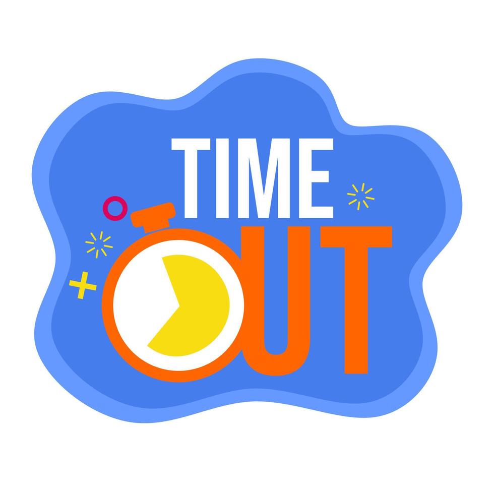 timeout reklammärke klistermärke med klockikon. time-out illustration vektor