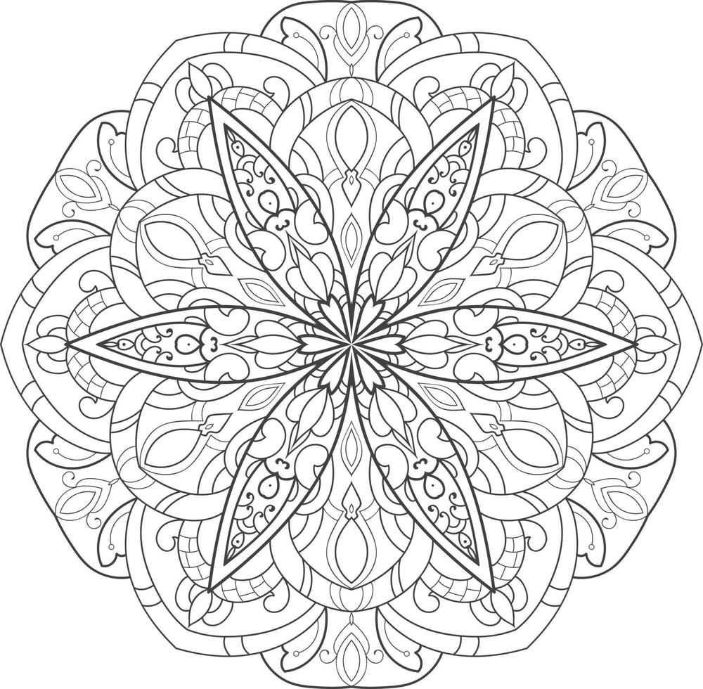 Schwarz-Weiß-Kreis-Mandala-Blume kostenloser Vektor