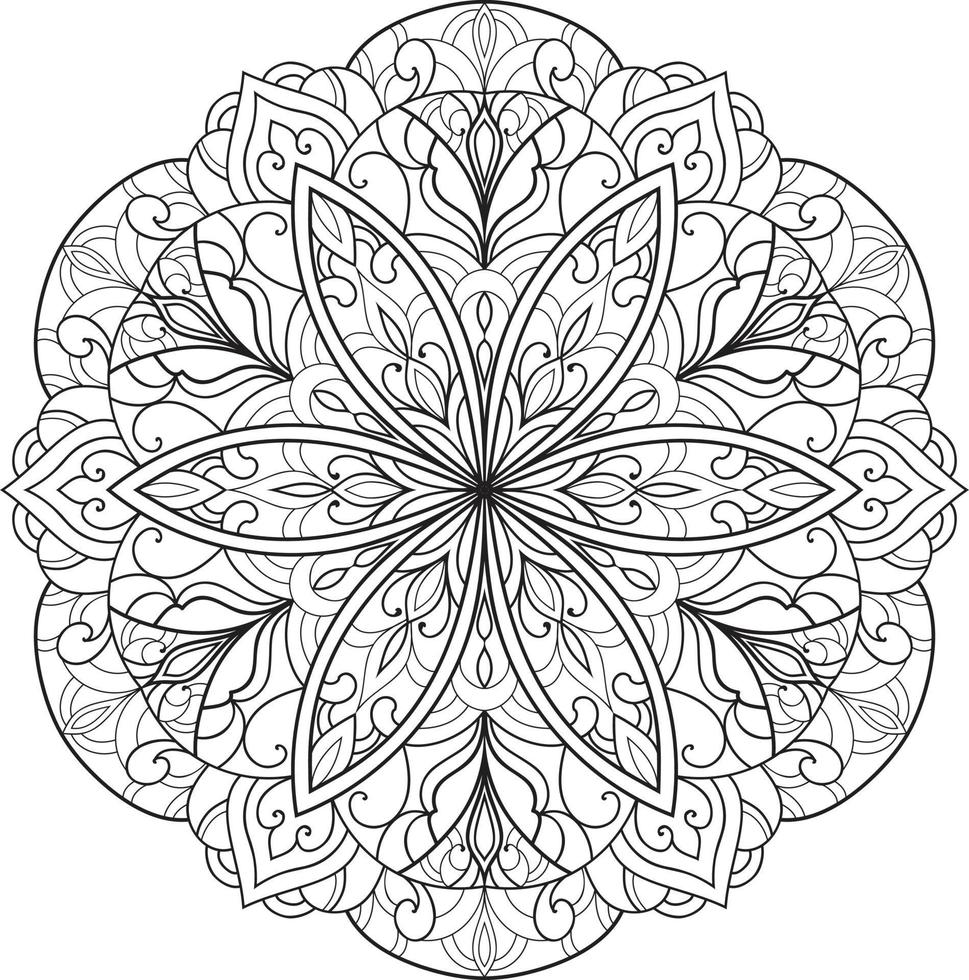 cirkulär blomma mandala på vit gratis vektor