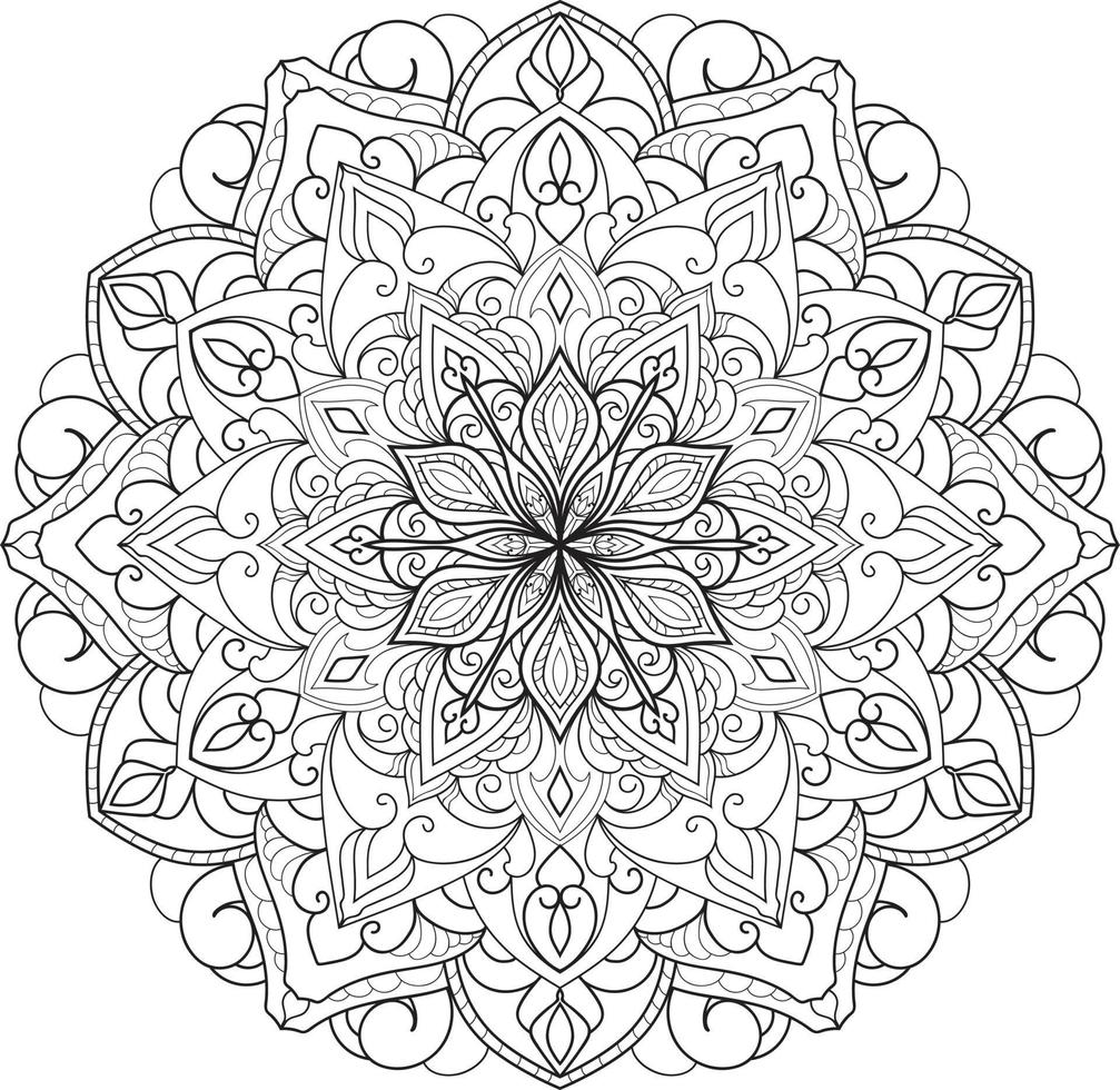 svart och vit cirkel mandala blomma gratis vektor