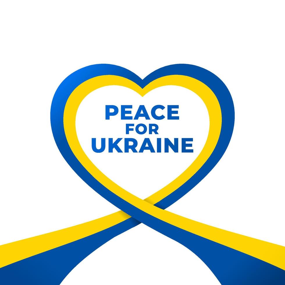frieden für die ukraine mit der ukraine-flagge, die herzform bildet. Unterstützung des ukrainischen Vektordesigns. vektor