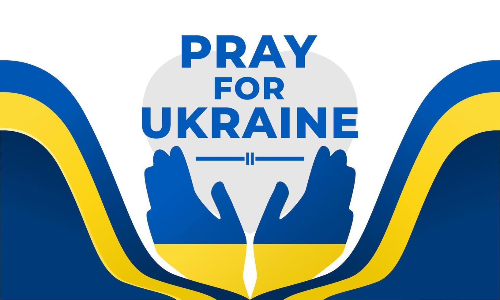 bete für die ukraine mit ukraine-flagge und bete hand. Unterstützung des ukrainischen Vektordesigns. vektor