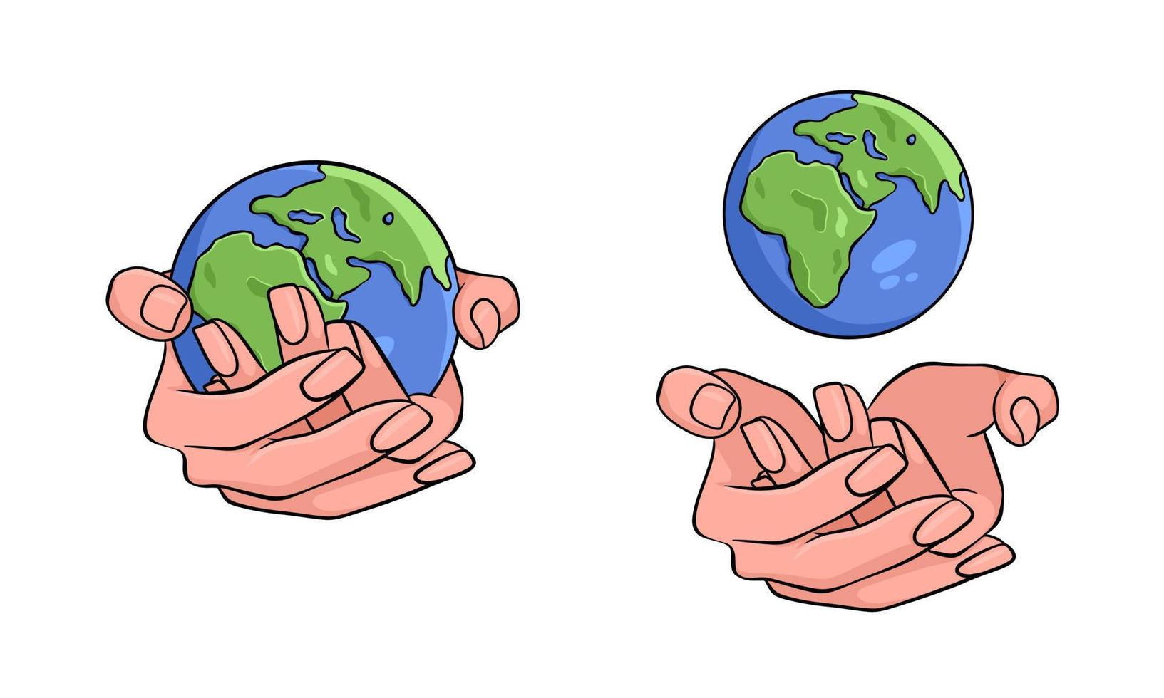 händerna stödjer planeten jorden. världsfred koncept. internationella fredsdagen. vektor