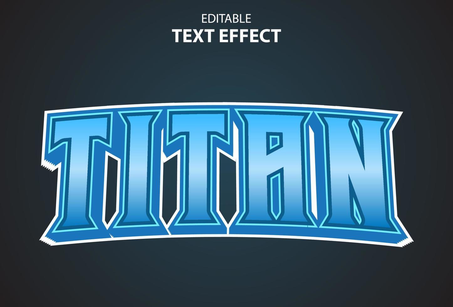 titan-texteffekt mit blauer farbe editierbar. vektor