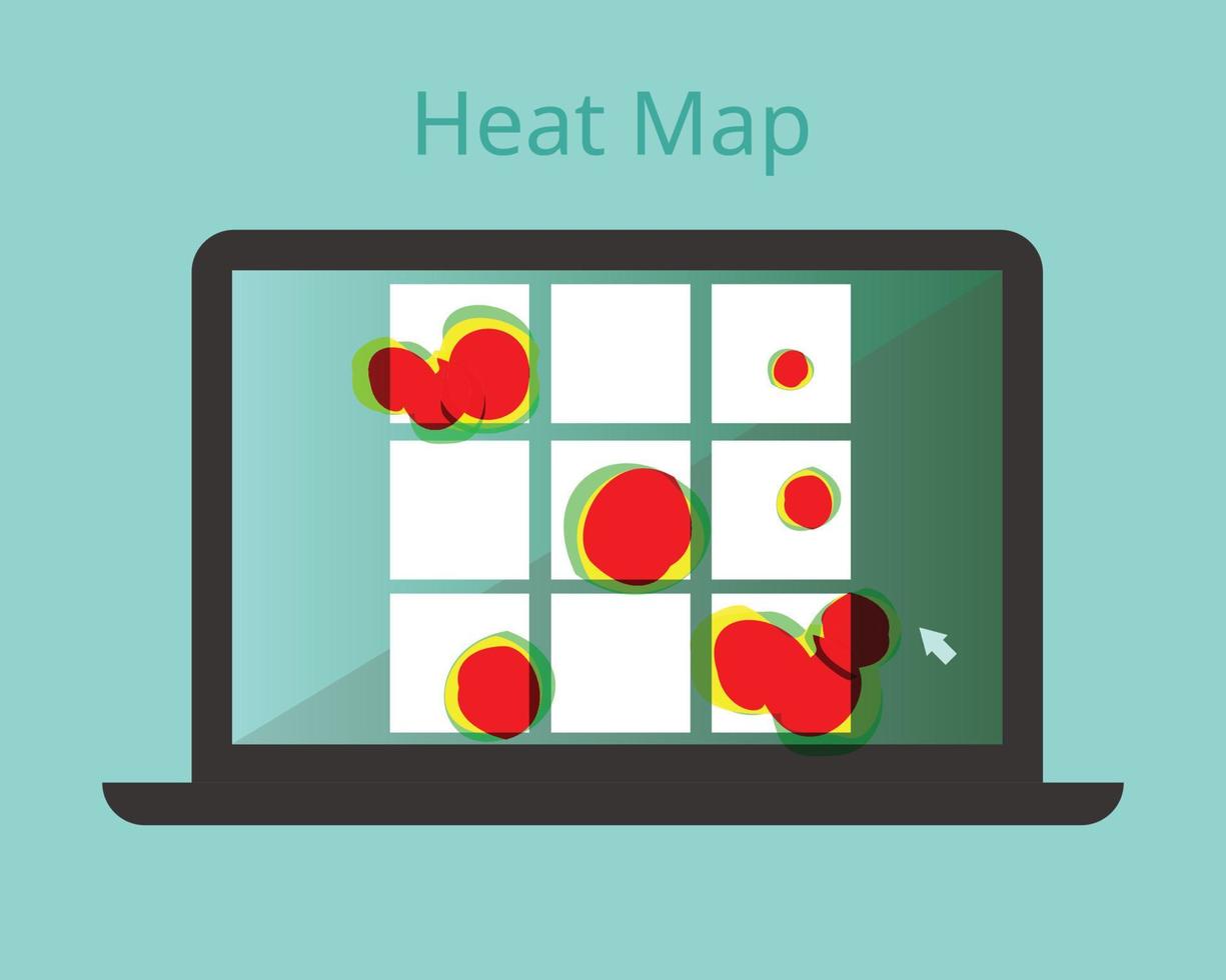 heatmap-webbsidan visar användarbeteende på varje bannervektor vektor