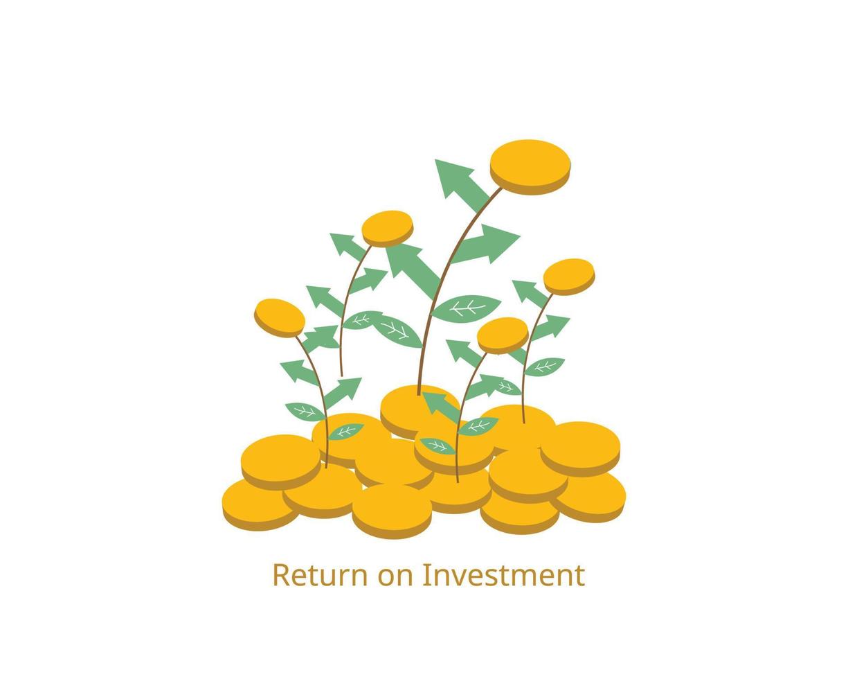 Return on Investment oder ROI wird anhand des mit der Investition erzielten Gewinns berechnet vektor