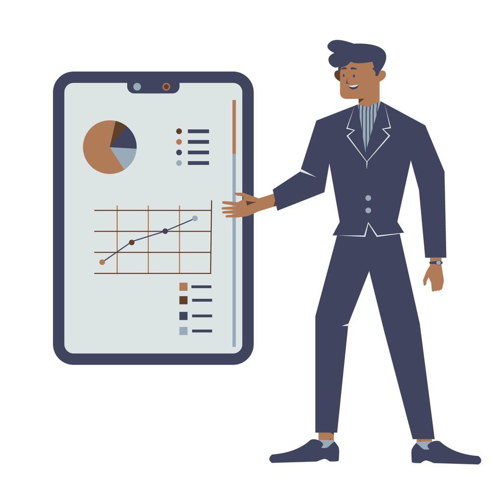 Geschäftsmann präsentiert Diagramm-Marketing-Konzept vektor