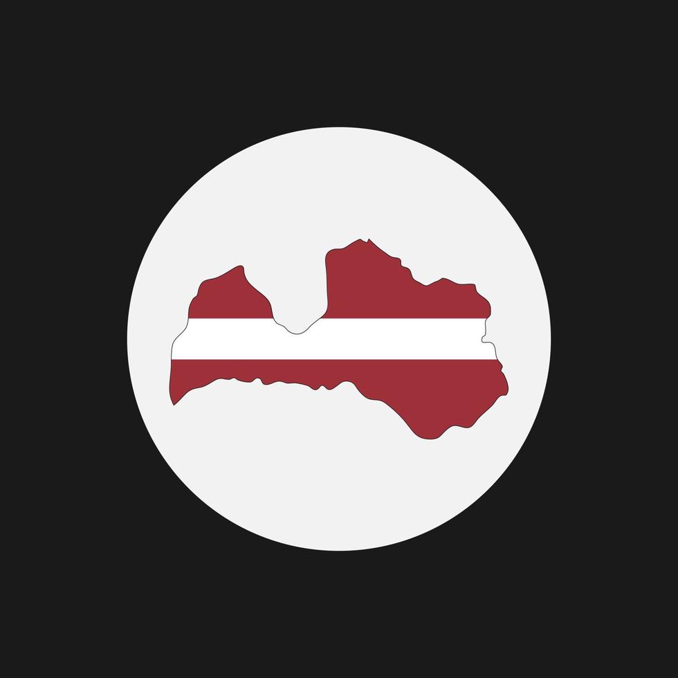 Lettland Karte Silhouette mit Flagge auf weißem Hintergrund vektor