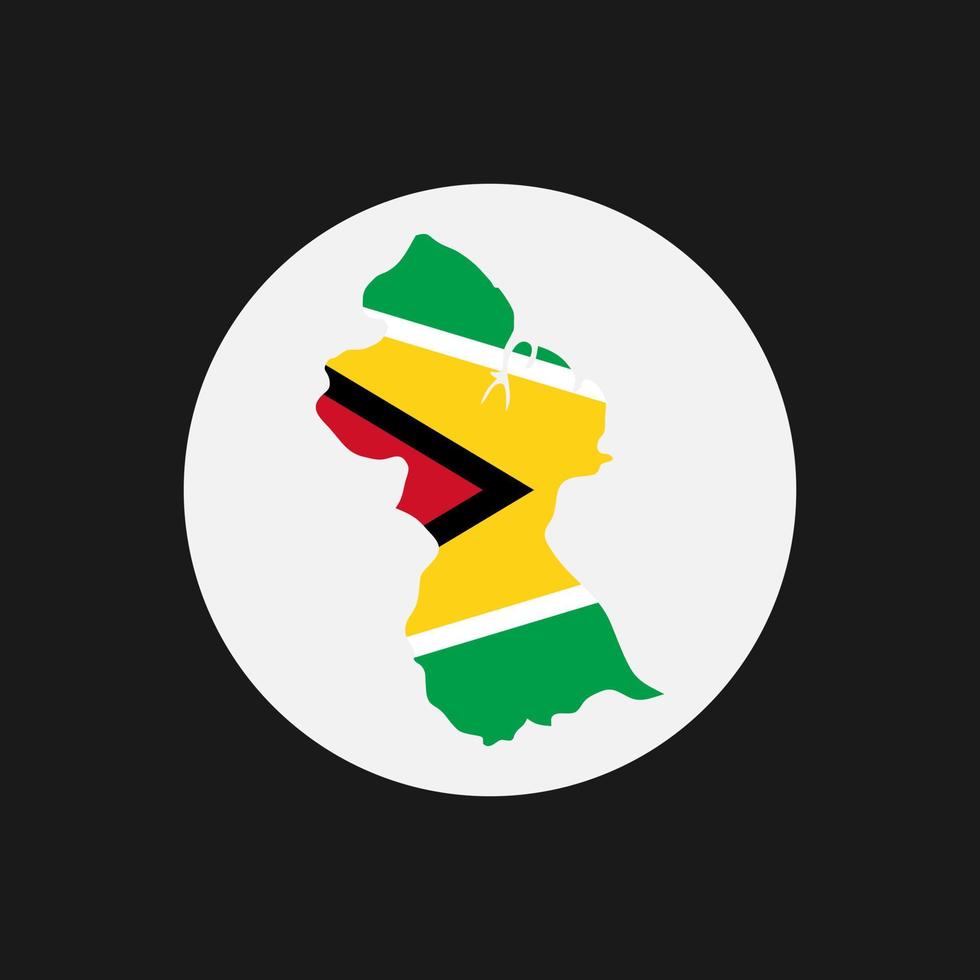 Guyana Karte Silhouette mit Flagge auf weißem Hintergrund vektor