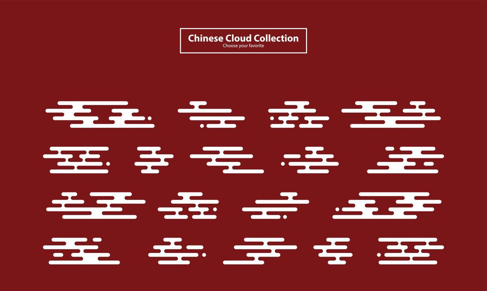 moderne chinesische wolkenaufkleber tags bunte elementvektorsammlung flaches abzeichenset clipart-etikett vektor