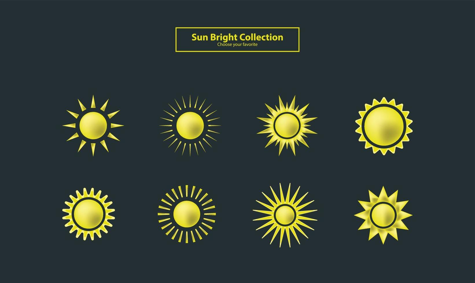 logotyp ikon symbol solen guld rymdelement solljus tecknad samling sommar vektor väder set shinny