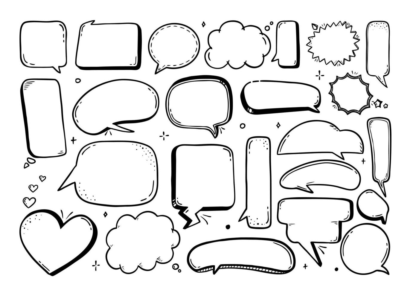 Comic-Sprechblase handgezeichnet auf weißem Hintergrund im Stil einer Doodle-Vektorillustration Bubble-Chat, Nachrichtenelement. vektor