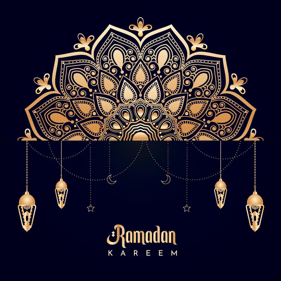 elegant ramadan kareem mandala dekorativa festivalkort vektor