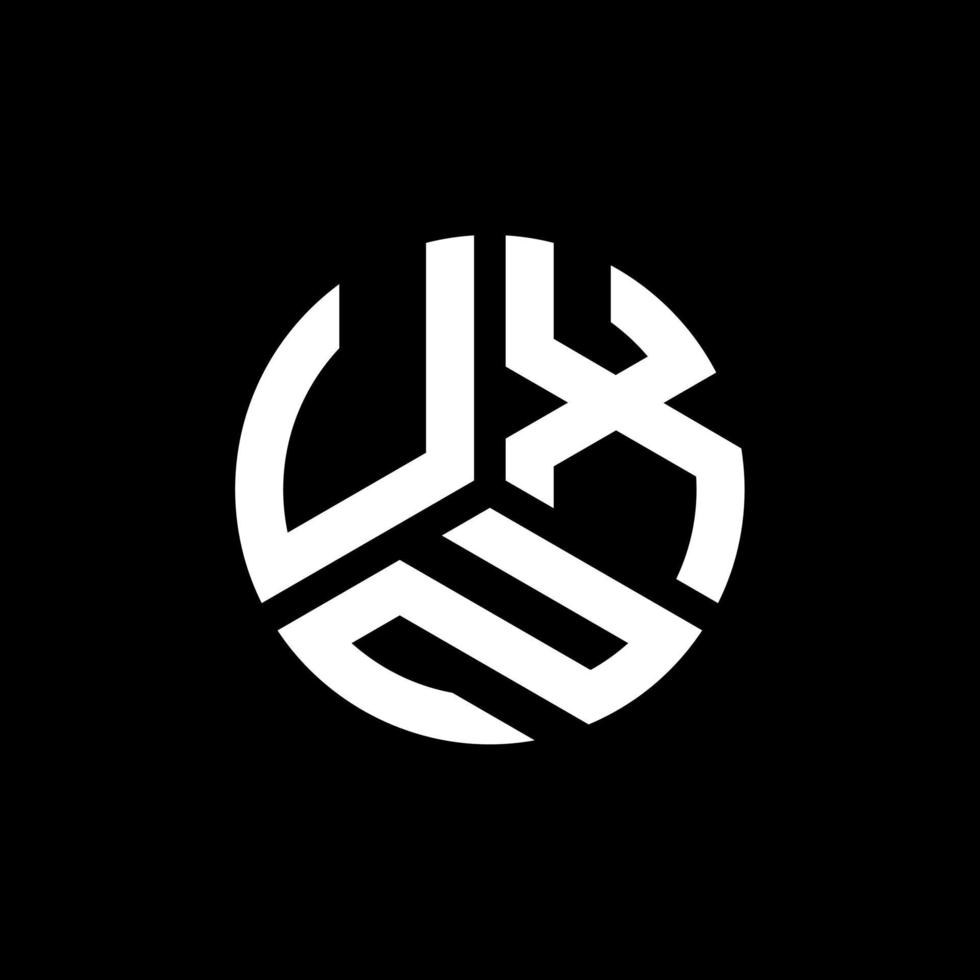 uxn-Buchstaben-Logo-Design auf schwarzem Hintergrund. uxn kreatives Initialen-Buchstaben-Logo-Konzept. uxn Briefgestaltung. vektor
