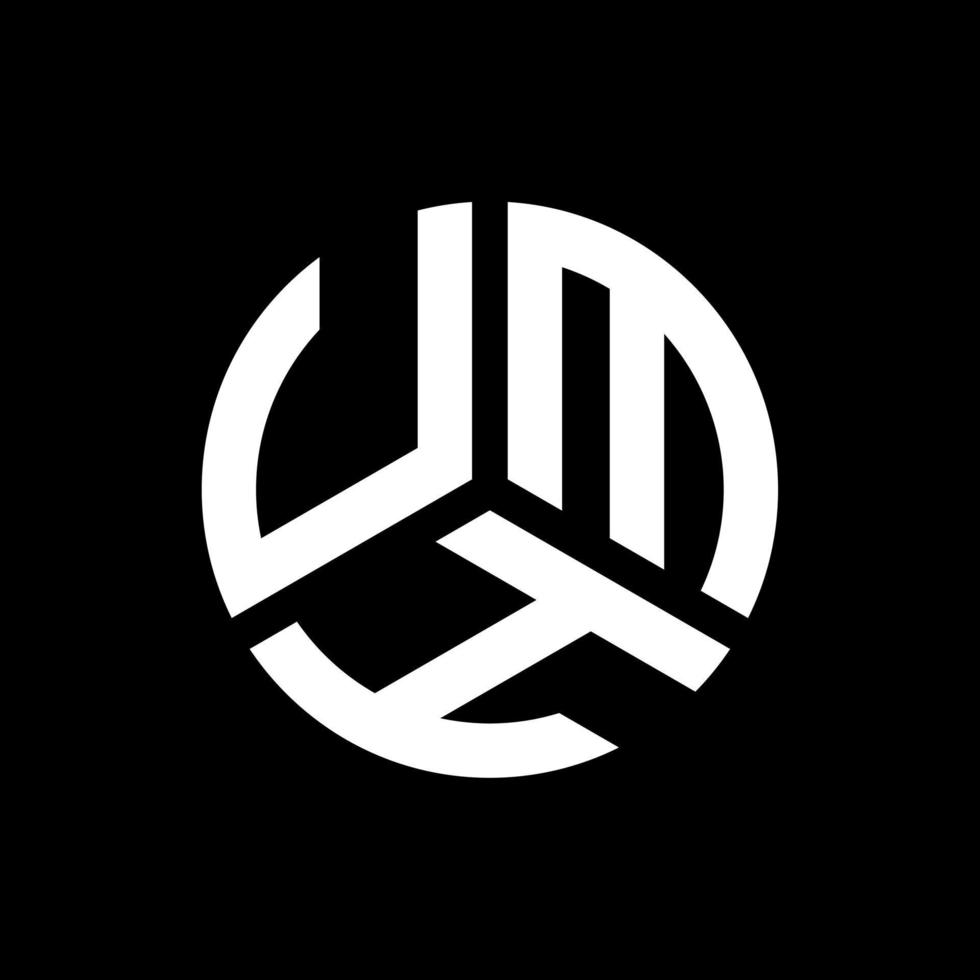 Umh-Brief-Logo-Design auf schwarzem Hintergrund. umh kreative Initialen schreiben Logo-Konzept. äh Briefgestaltung. vektor