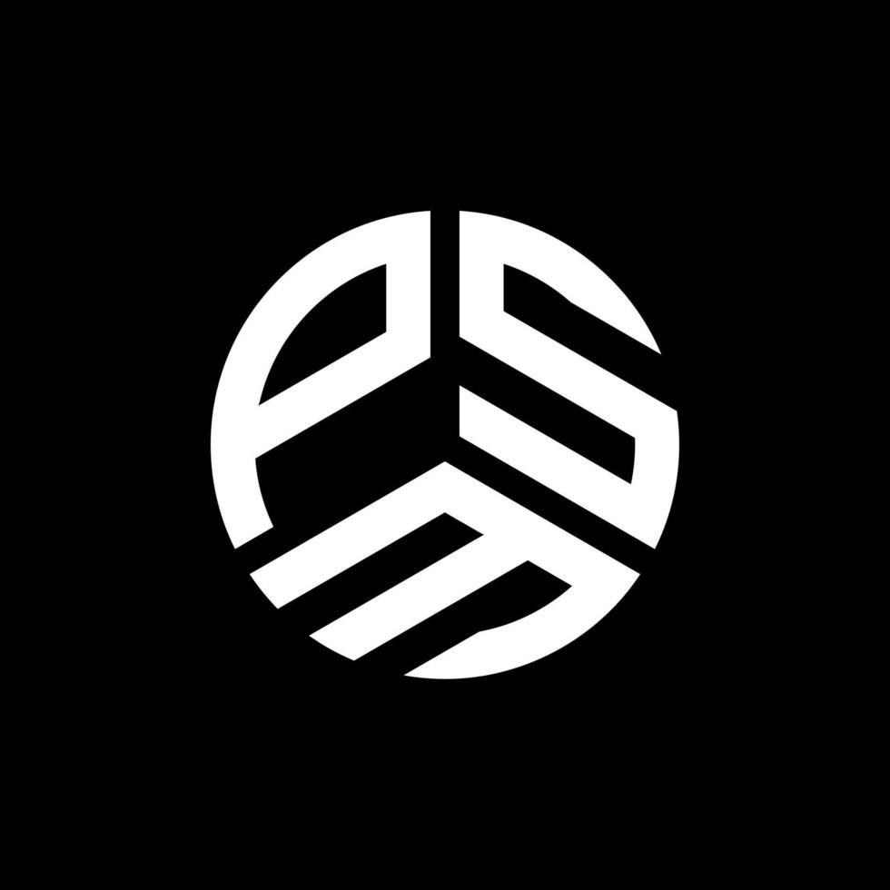 PSM-Brief-Logo-Design auf schwarzem Hintergrund. psm kreative Initialen schreiben Logo-Konzept. psm Briefgestaltung. vektor