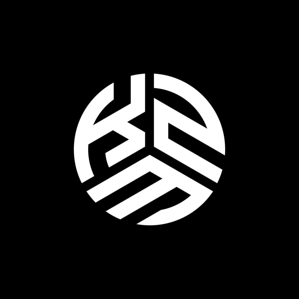 printkzm-Brief-Logo-Design auf schwarzem Hintergrund. kzm kreative Initialen schreiben Logo-Konzept. kzm Briefgestaltung. vektor