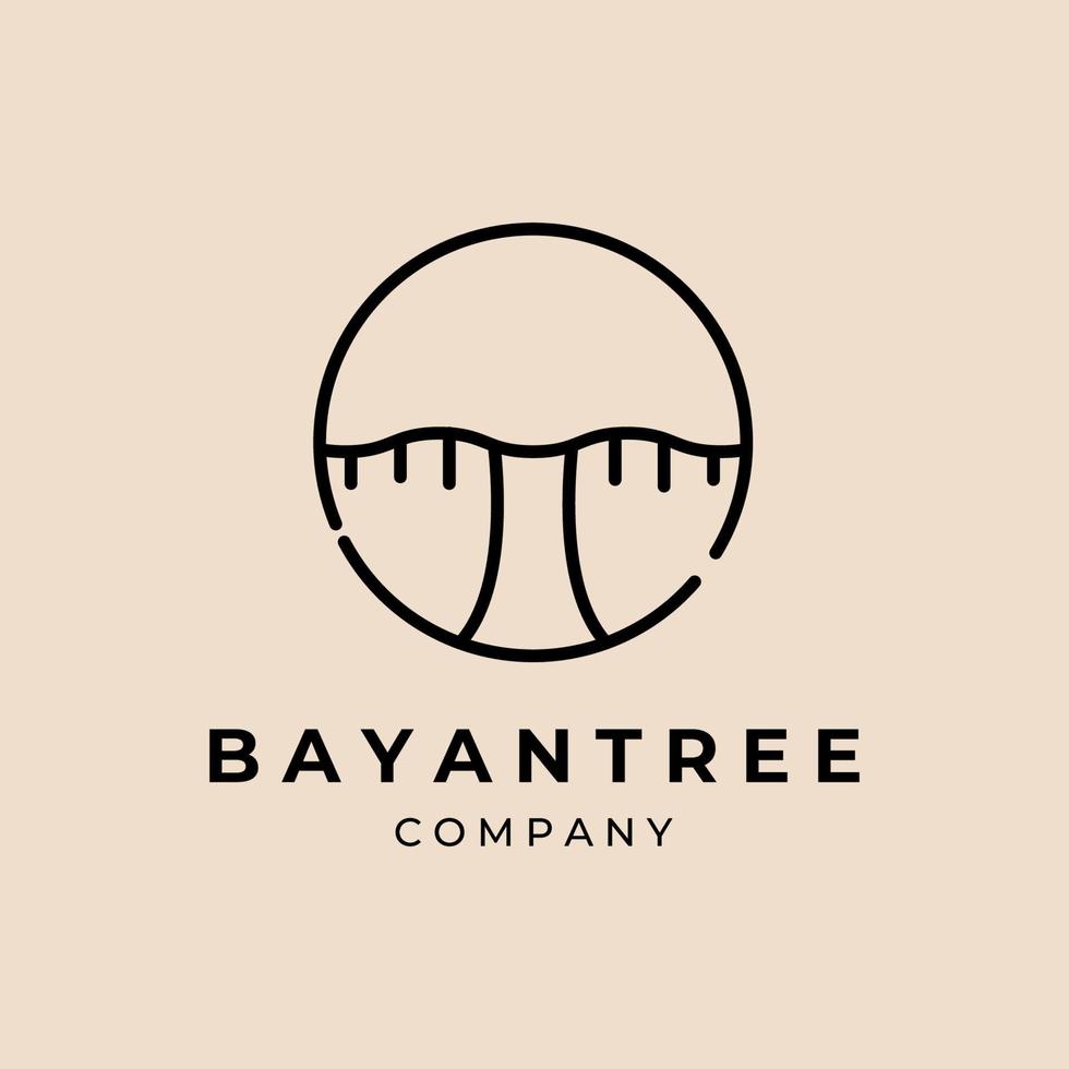 minimalistisches Banyan-Baum-Emblem-Logo-Logo-Illustrationsdesign vektor