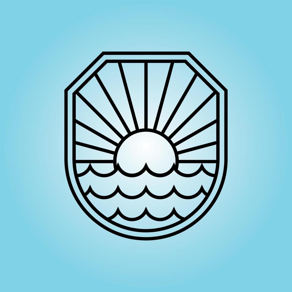 ozean sonnenwelle abzeichen logo linie kunst design illustration vektor