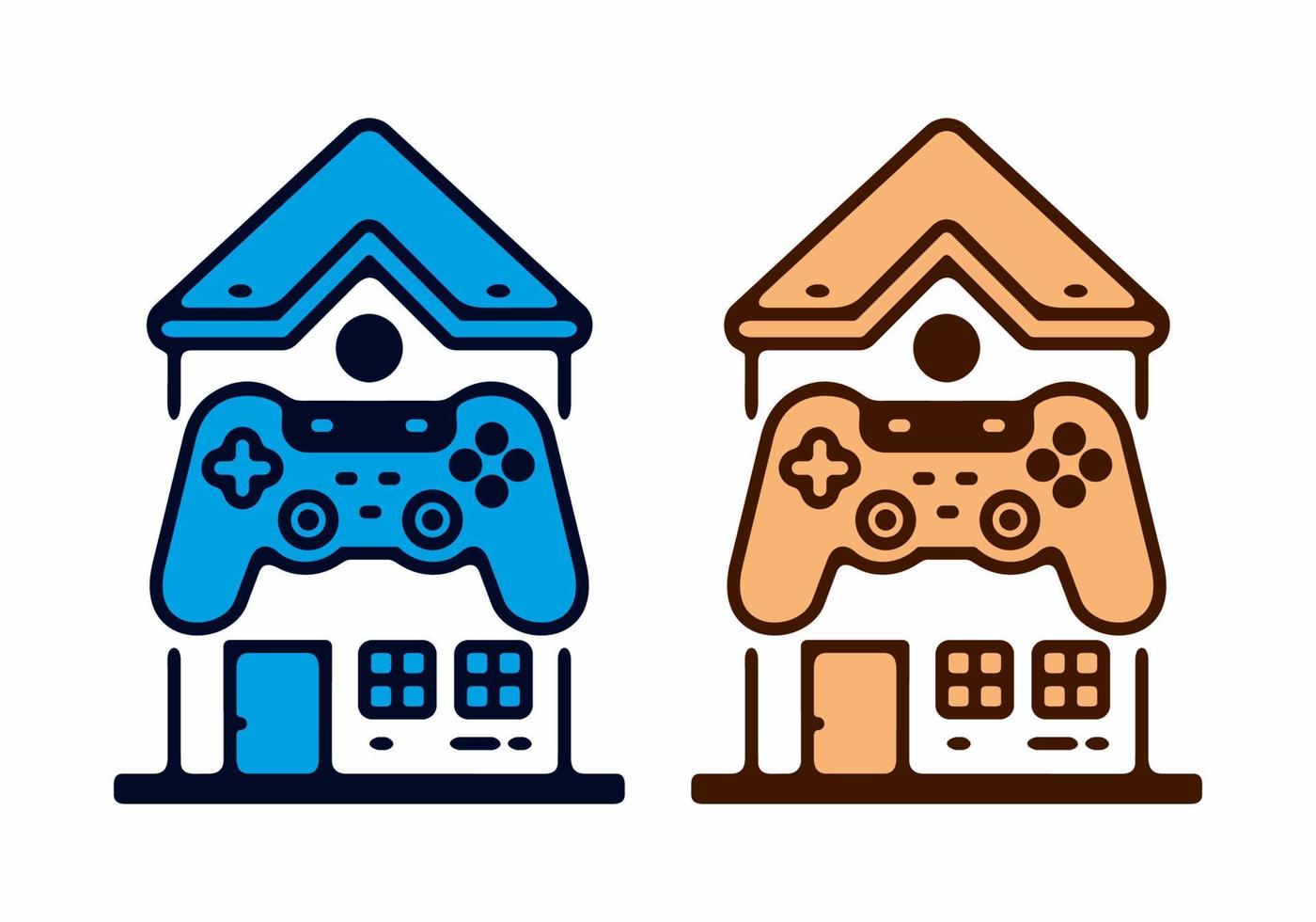 hus och joystick platt illustration fullfärg vektor
