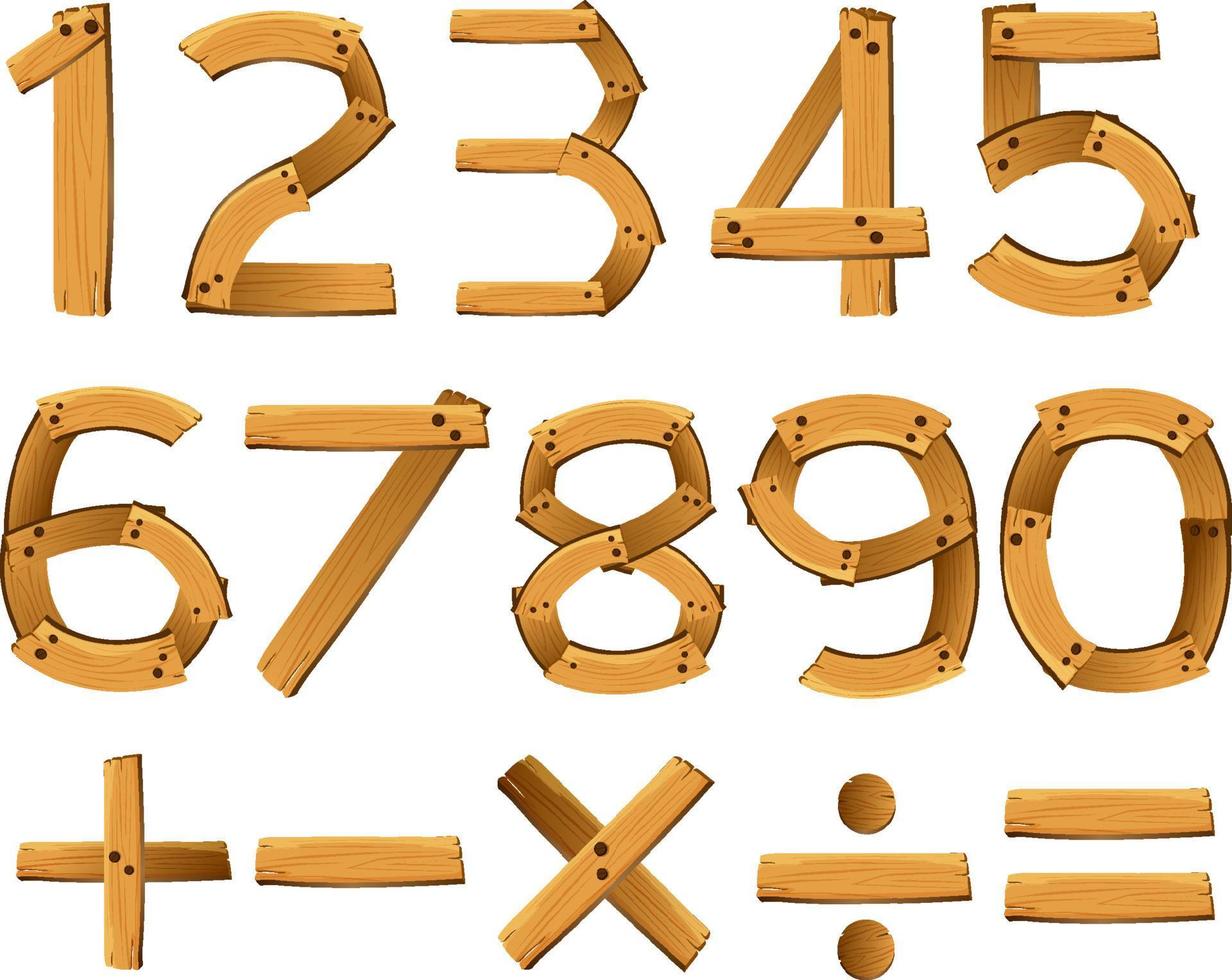 nummer 0 till 9 med matematiska symboler vektor