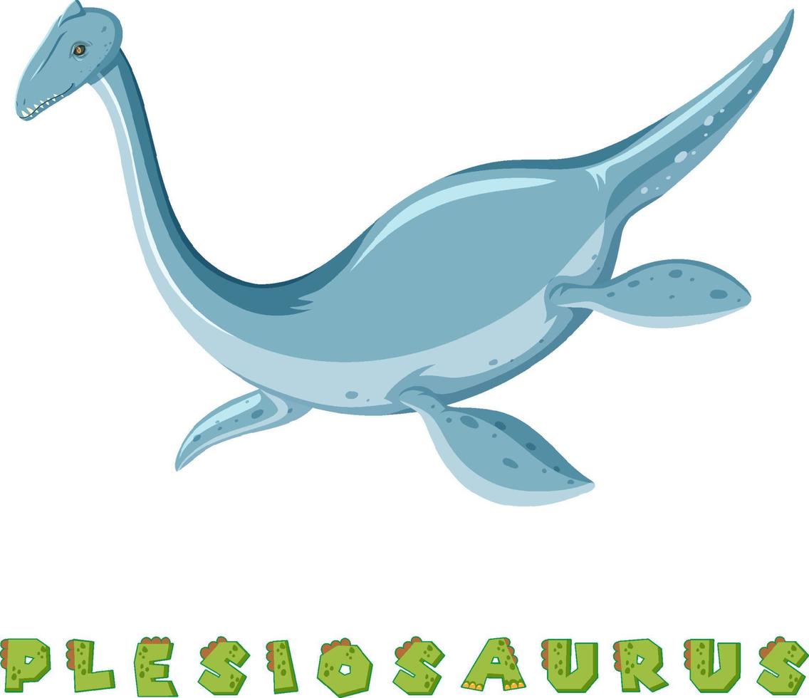 dinosaurieordkort för plesiosaurus vektor