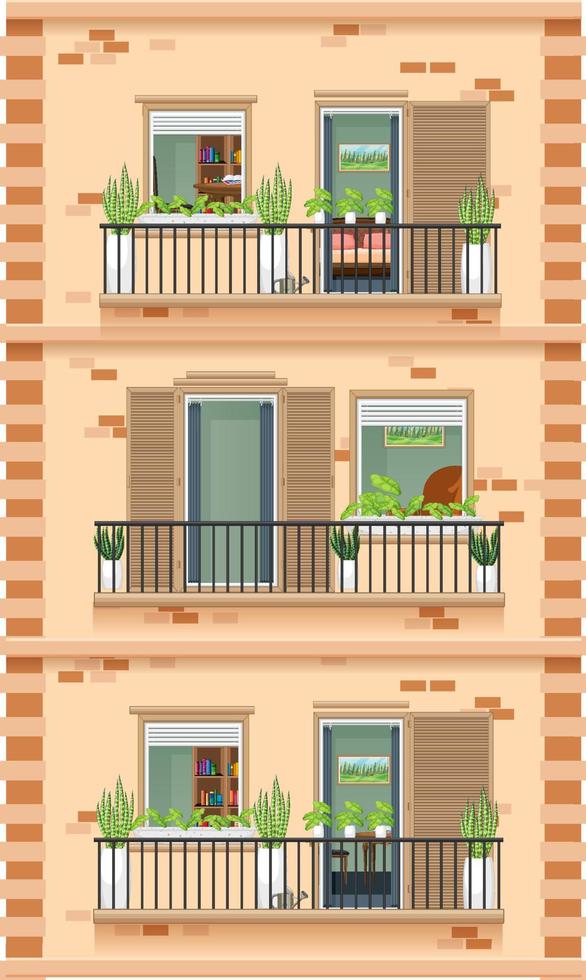 Mehrfamilienhaus mit Fenstern vektor