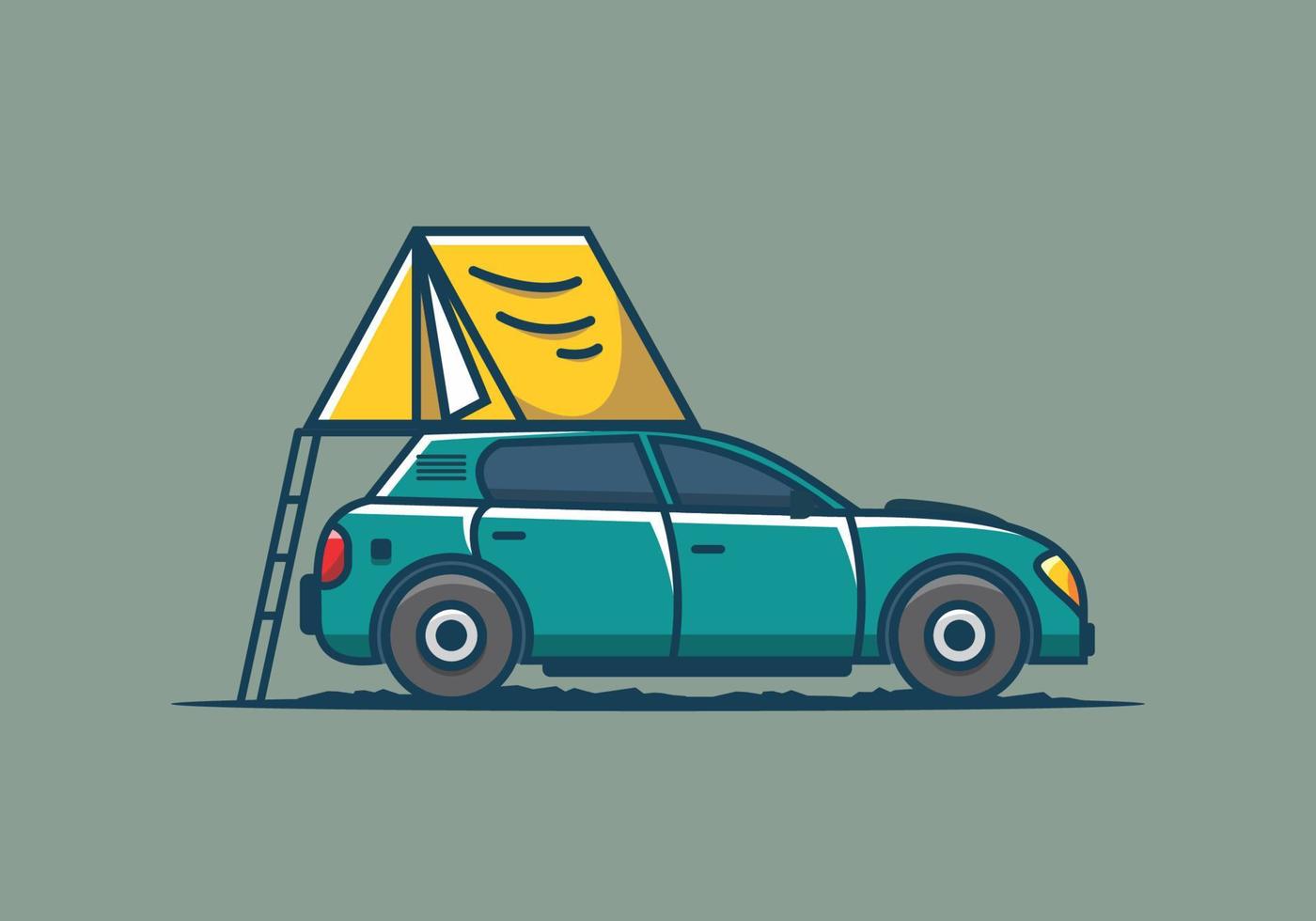 camping mit flacher illustration des autos vektor