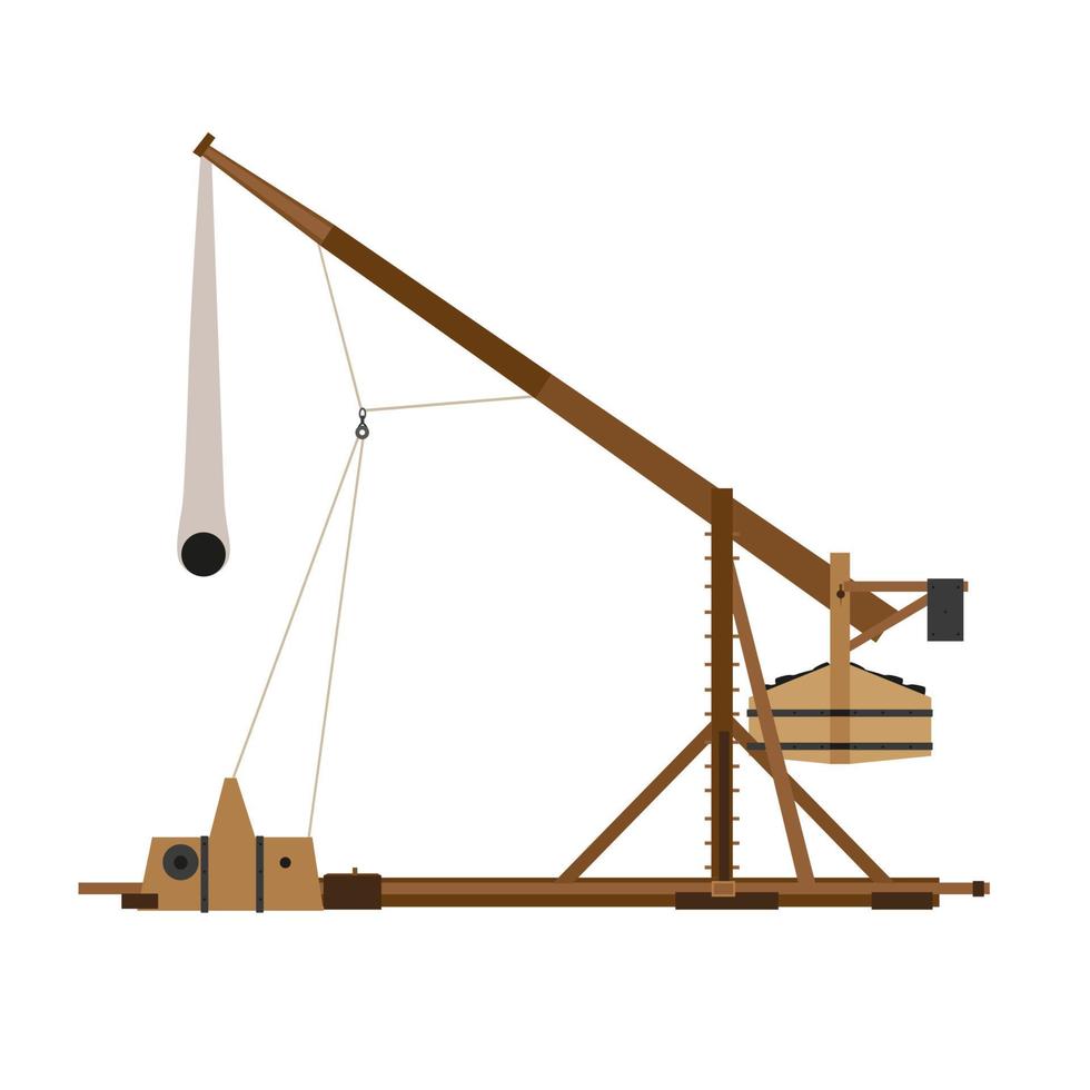 trebuchet katapult vektor krieg mittelalterliche belagerung illustration waffe holz alte schleuder historische ikone