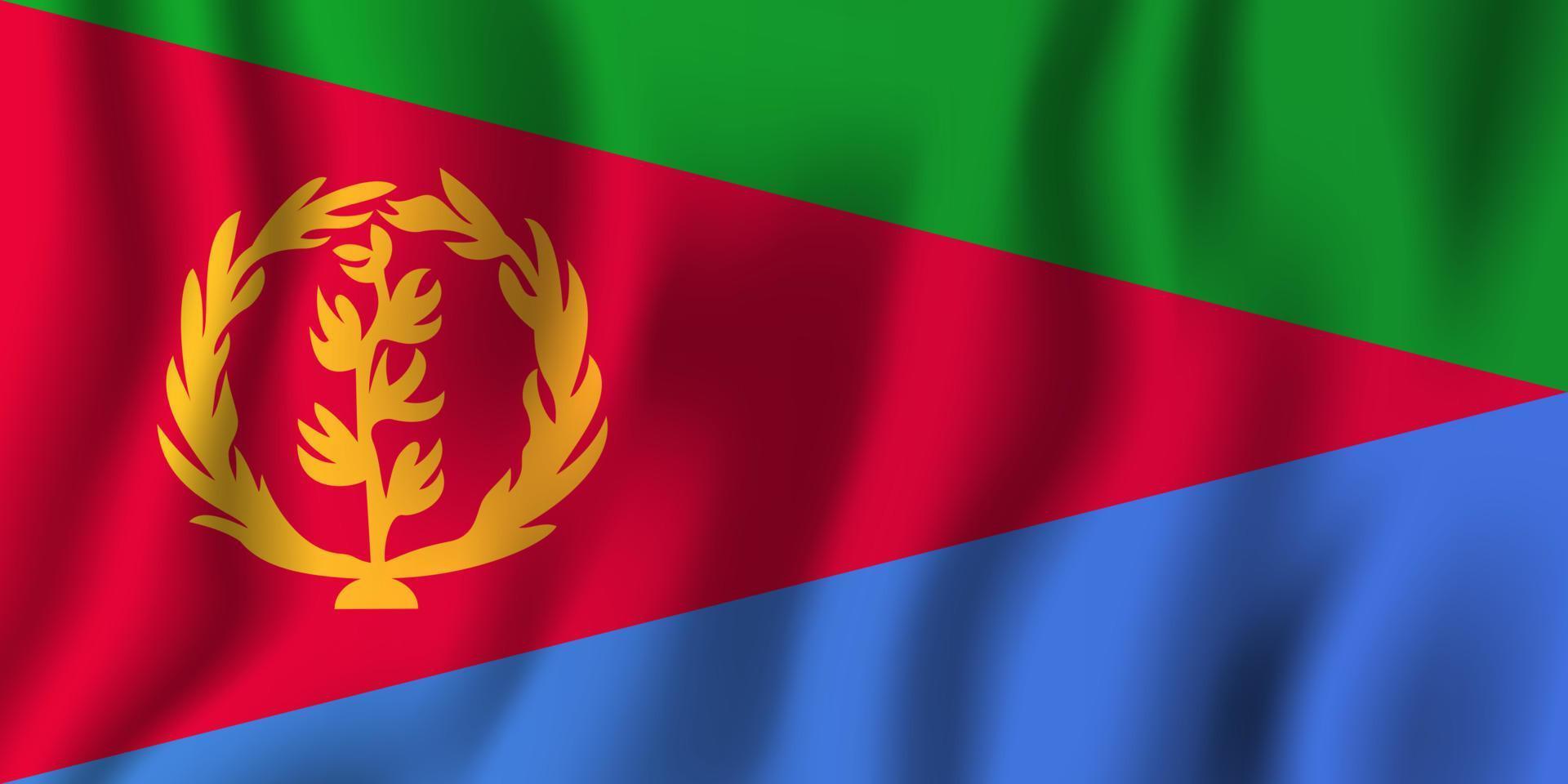 eritrea realistische schwenkende flaggenvektorillustration. Hintergrundsymbol des nationalen Landes. Tag der Unabhängigkeit vektor