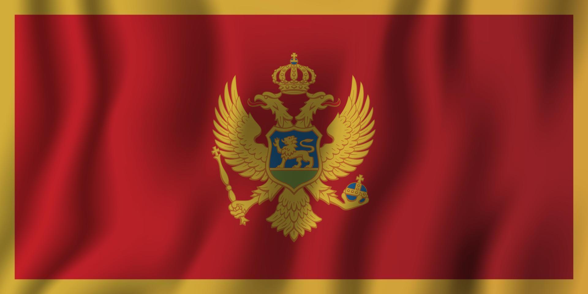 montenegro realistiska viftande flagga vektorillustration. nationellt land bakgrundssymbol. självständighetsdag vektor