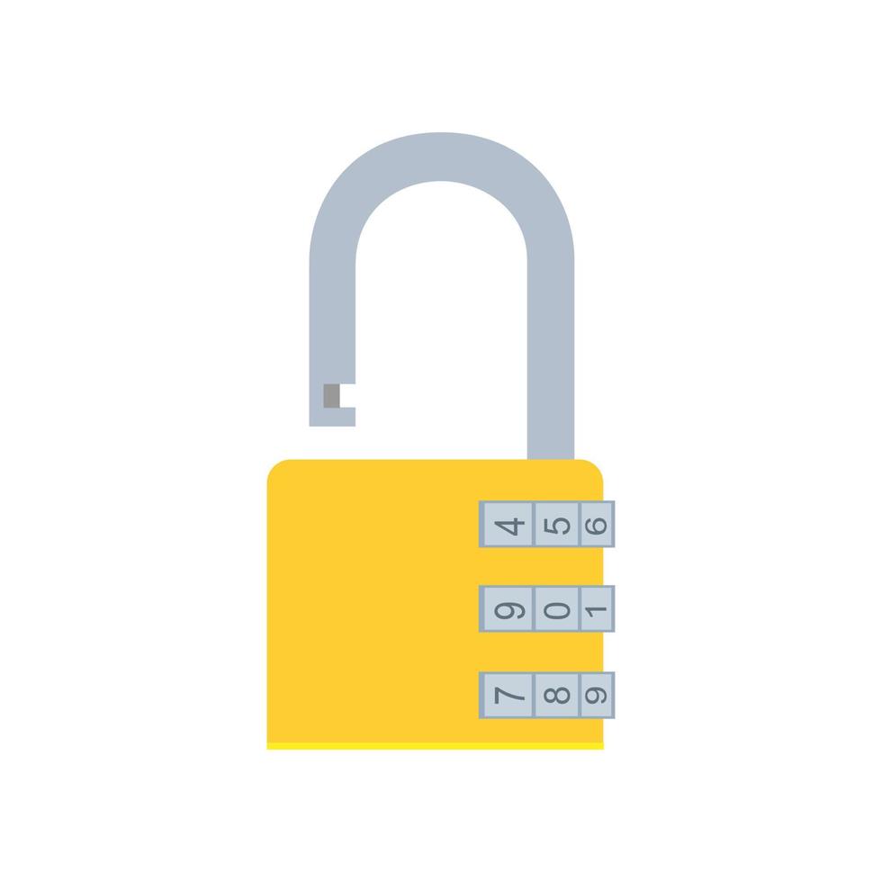 kombination lås hänglås vektor ikon säkerhet säker illustration skydd kod symbol. stål säkerhetslösenord sekretess