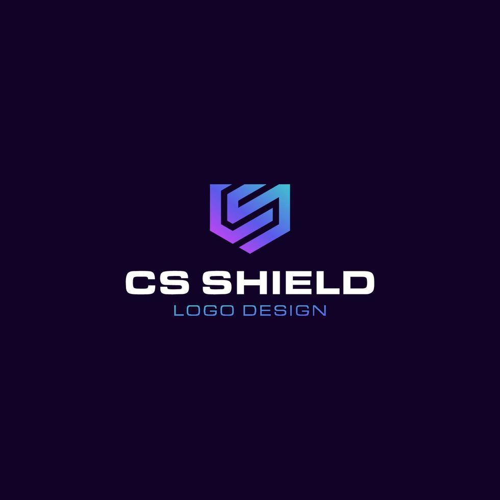 CS-Schild-Logo-Design-Vektor vektor