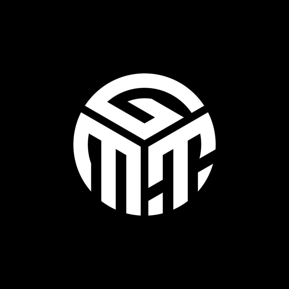 GMT-Brief-Logo-Design auf schwarzem Hintergrund. GMT kreatives Initialen-Buchstaben-Logo-Konzept. GMT-Briefdesign. vektor