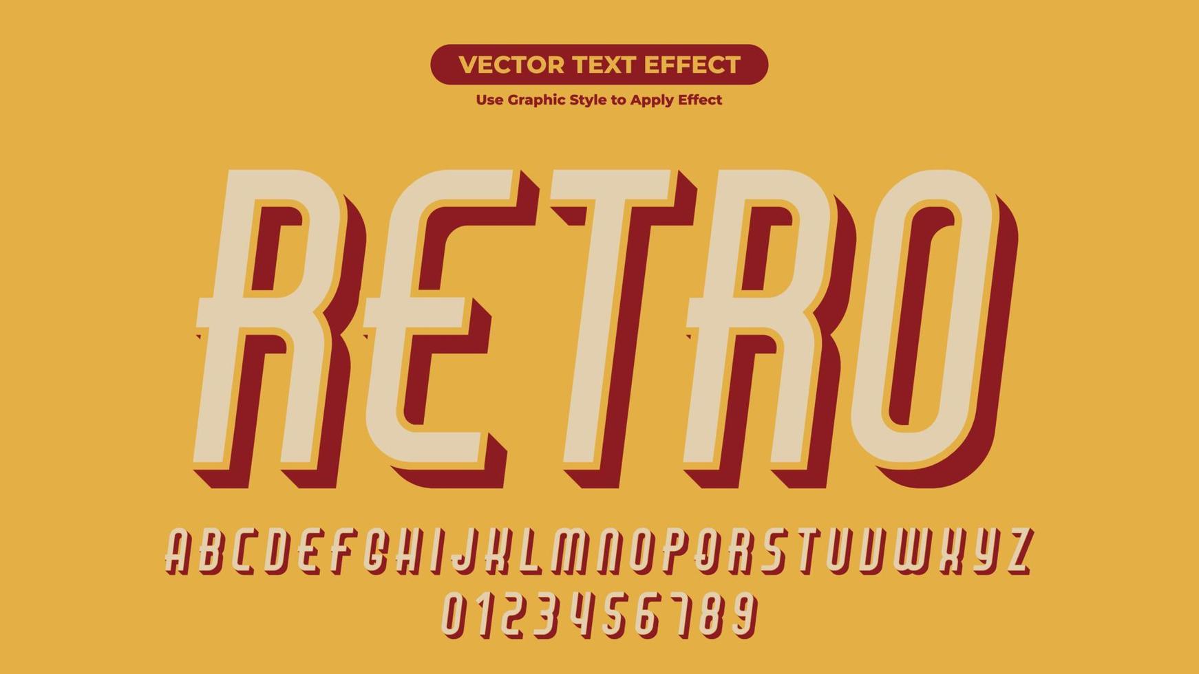 retro 3d bearbeitbarer texteffekt mit retro- und vintage-stil vektor