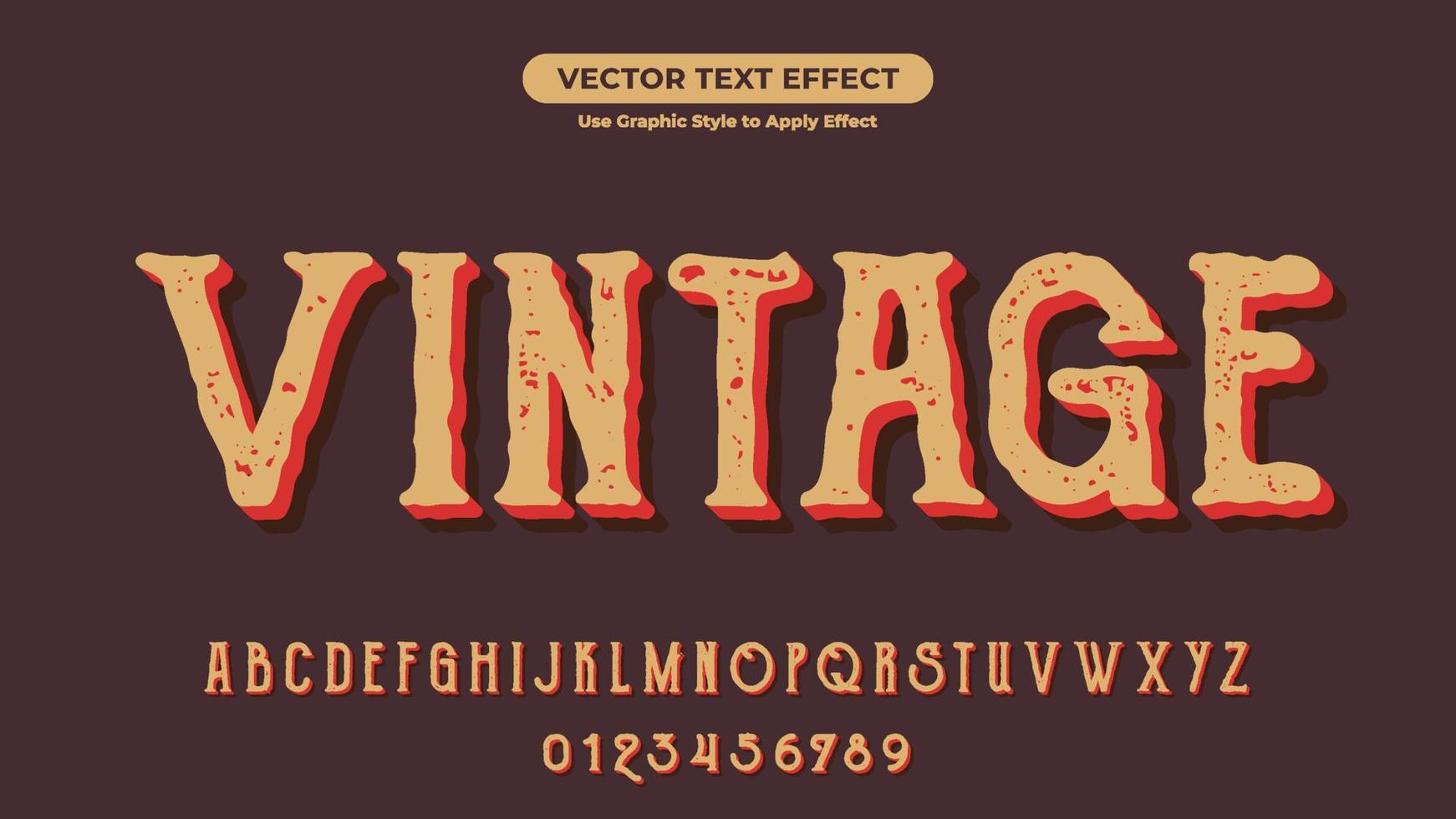 vintage 3d bearbeitbarer texteffekt mit retro- und vintage-stil vektor