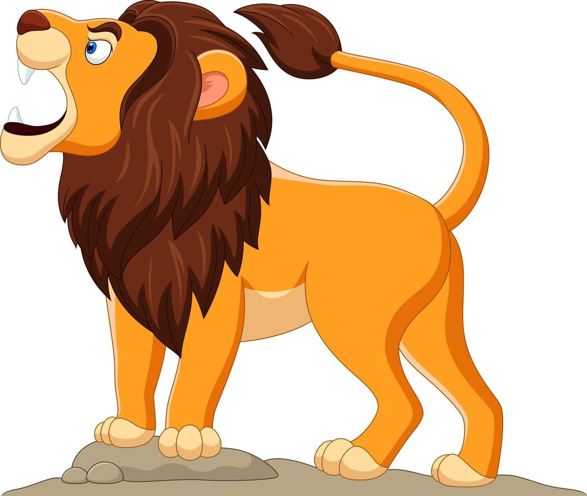 tecknade lejon rytande isolerad på vit bakgrund vektor
