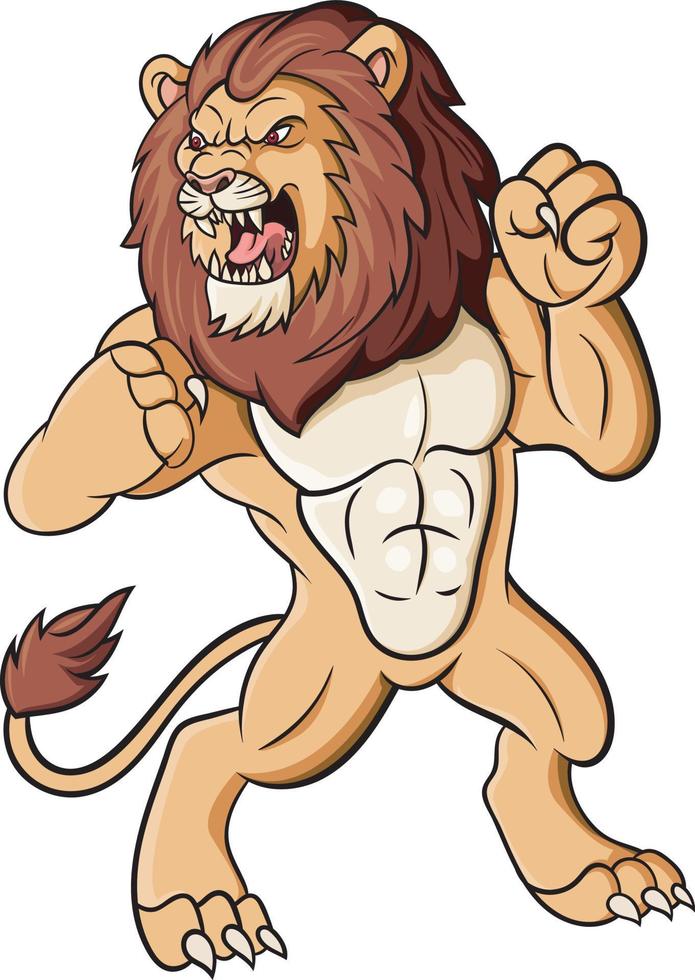 Cartoon wütend Löwe Maskottchen auf weißem Hintergrund vektor