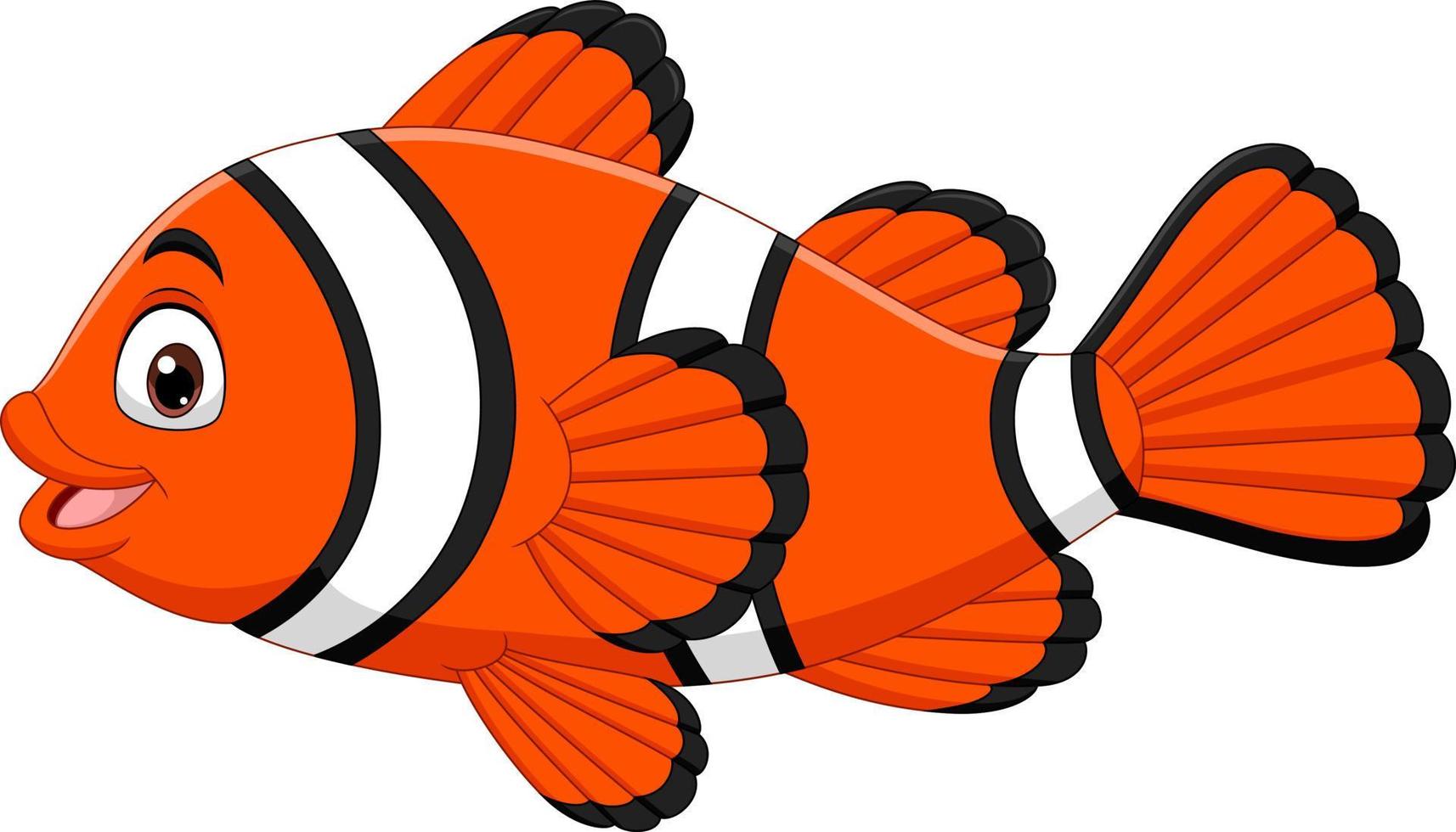 söt clown fisk tecknad på vit bakgrund vektor