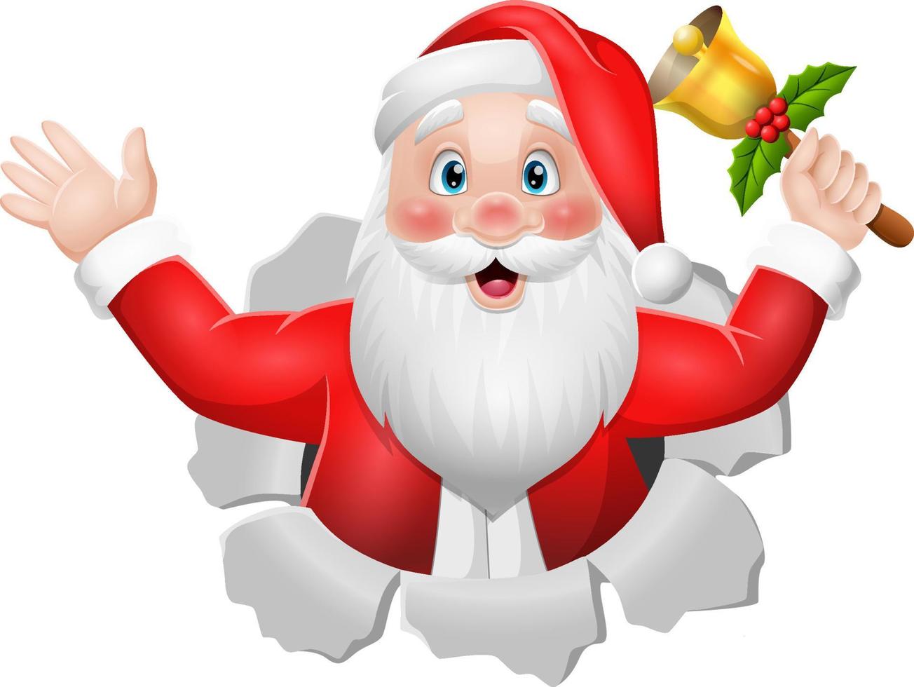 tecknade jultomten som håller en klocka vektor