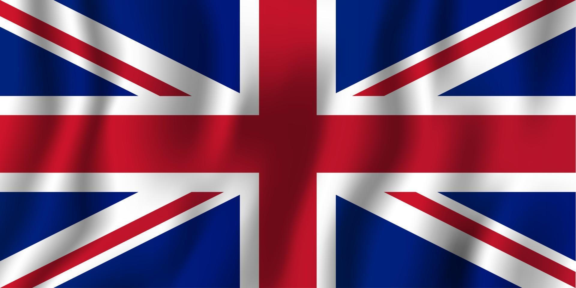 Storbritannien realistiska viftande flagga vektorillustration. nationellt land bakgrundssymbol. självständighetsdag vektor