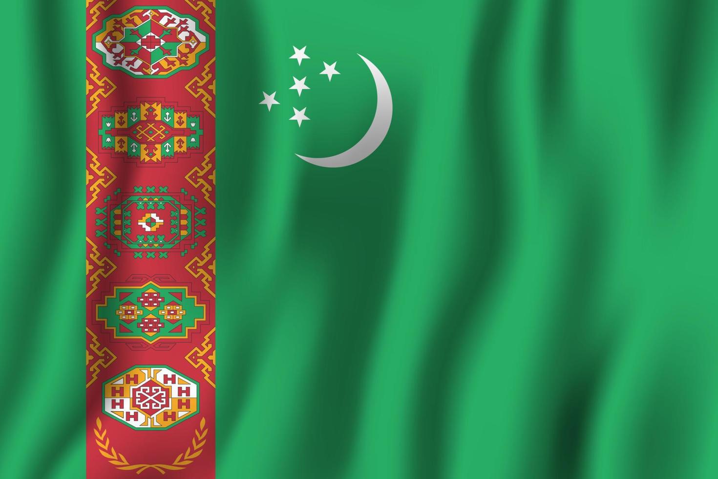 turkmenistan realistiska viftande flagga vektorillustration. nationellt land bakgrundssymbol. självständighetsdag vektor