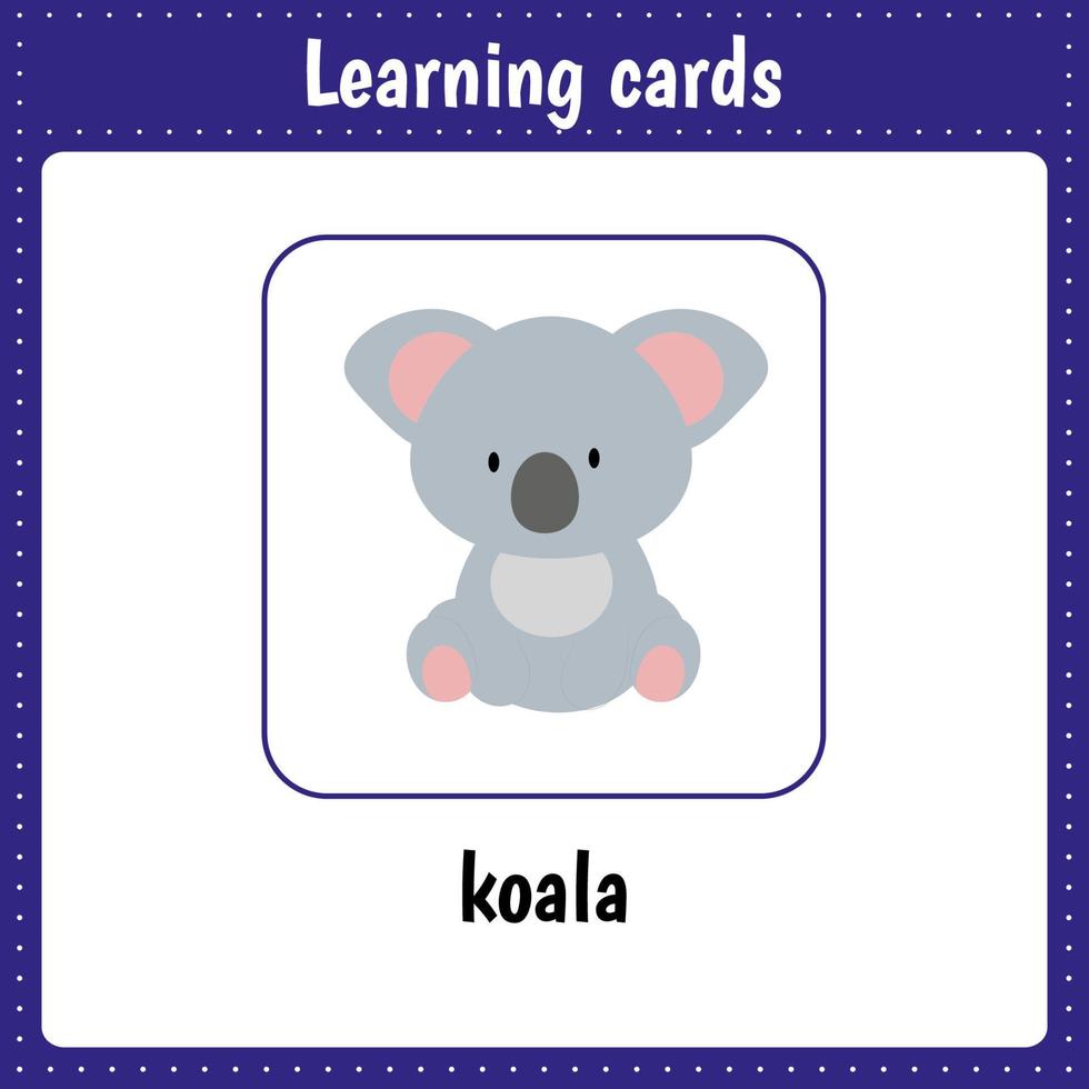 Lernkarten für Kinder. Tiere. Koala vektor
