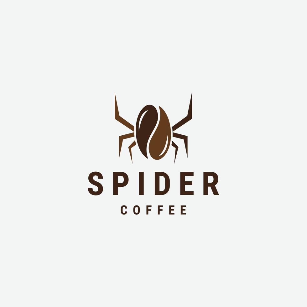 spindel kaffeböna logotyp ikon designmall vektor