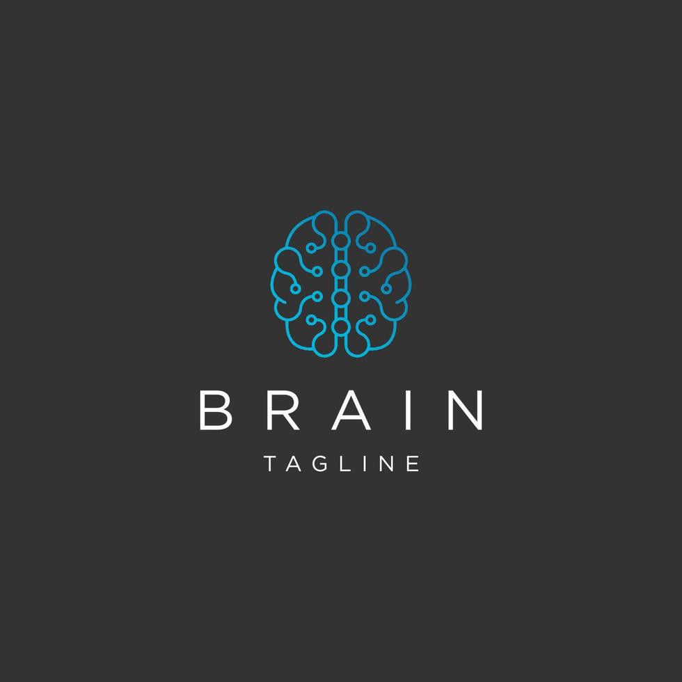 Brain Line Art Logo Icon Design Vorlage flacher Vektor