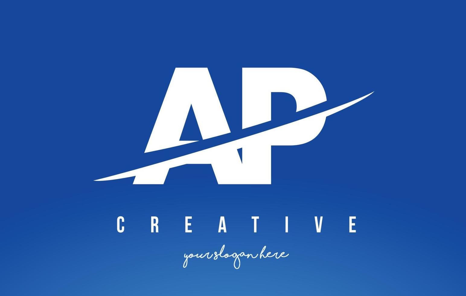 ap ap Brief modernes Logo-Design mit weißem gelbem Hintergrund und Swoosh. vektor