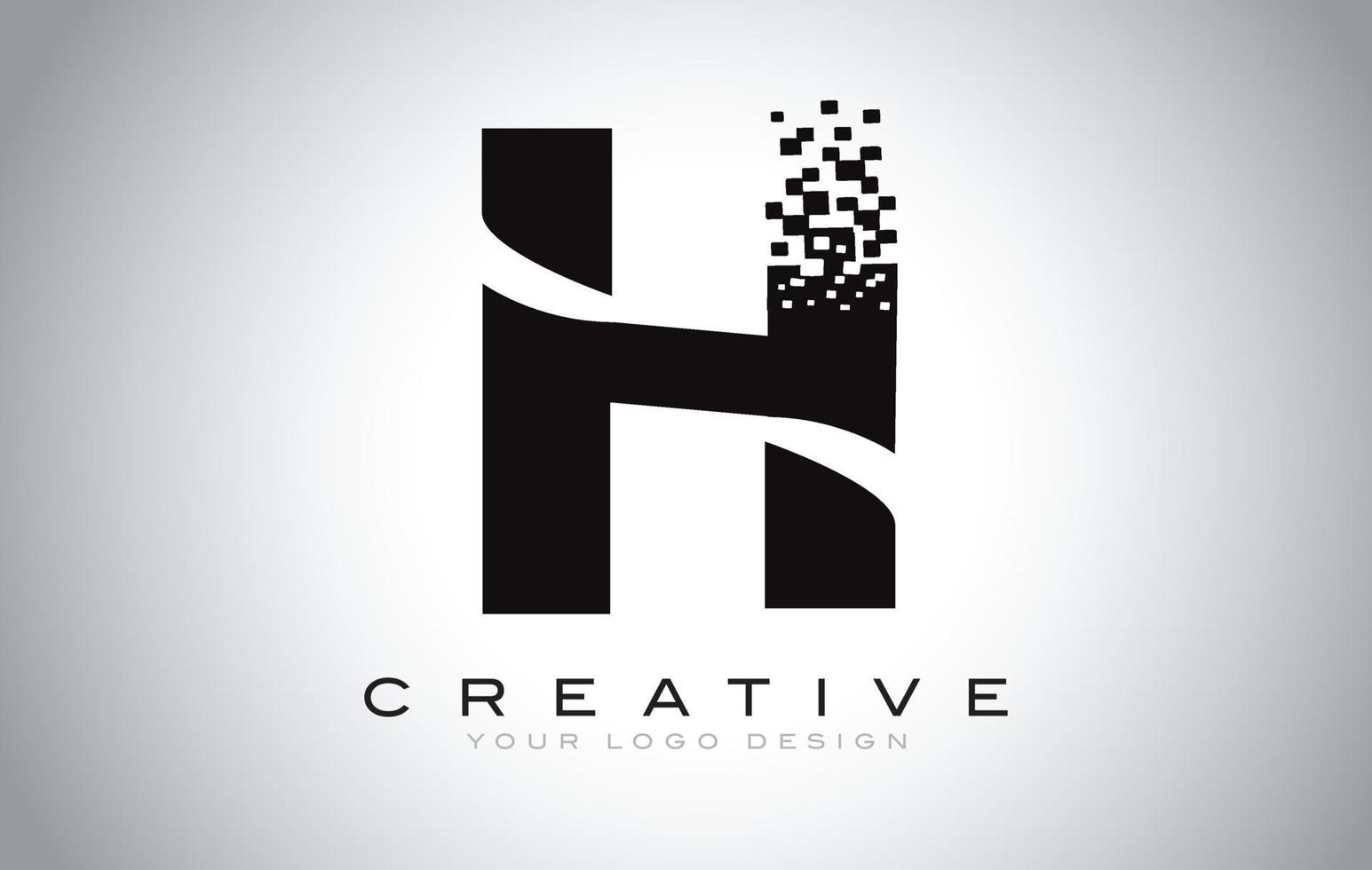 h Anfangsbuchstaben-Logo-Design mit digitalen Pixeln in Schwarz-Weiß-Farben. vektor