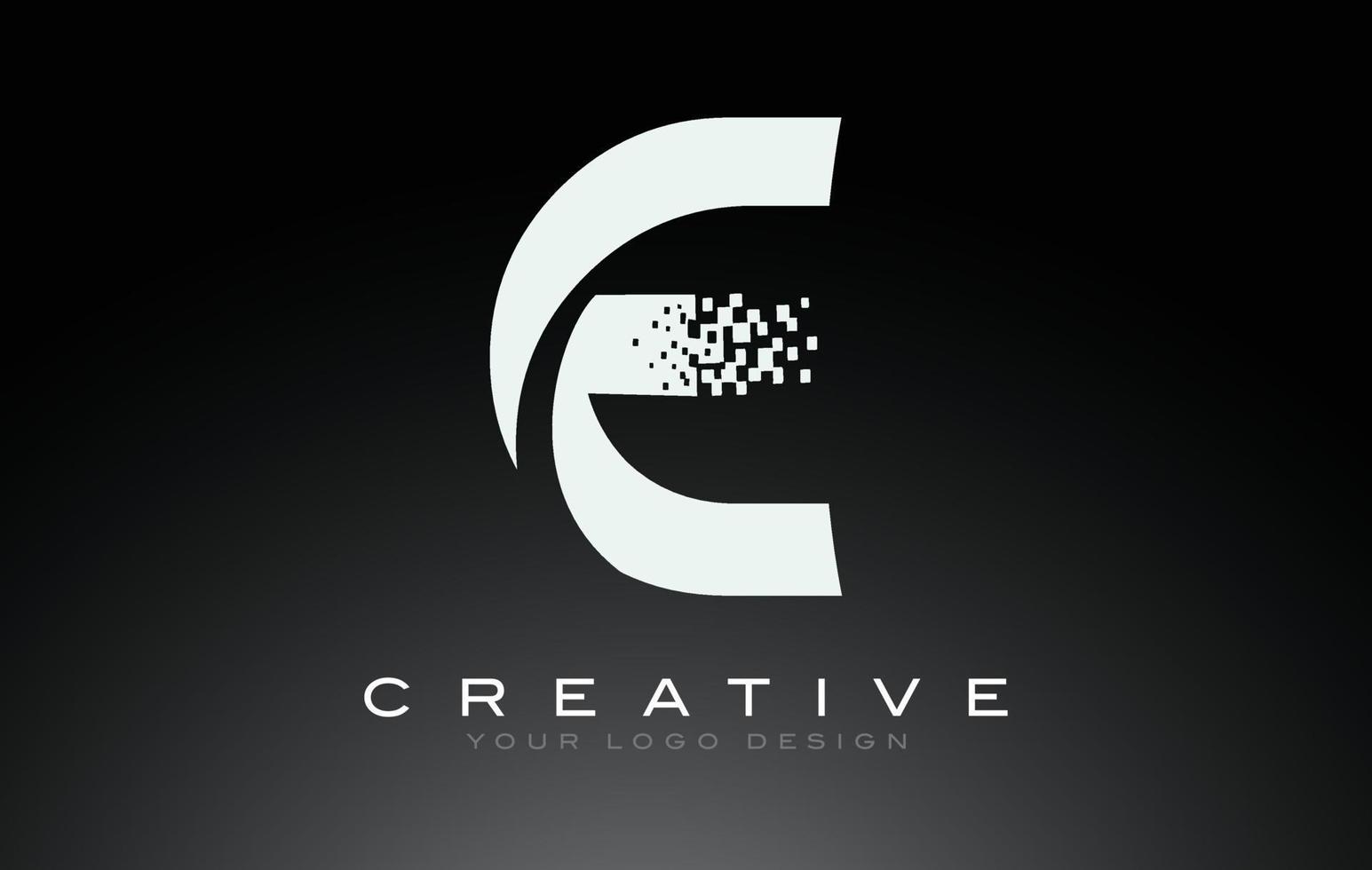 E-logotyp för initialbokstav med digitala pixlar i svartvita färger. vektor