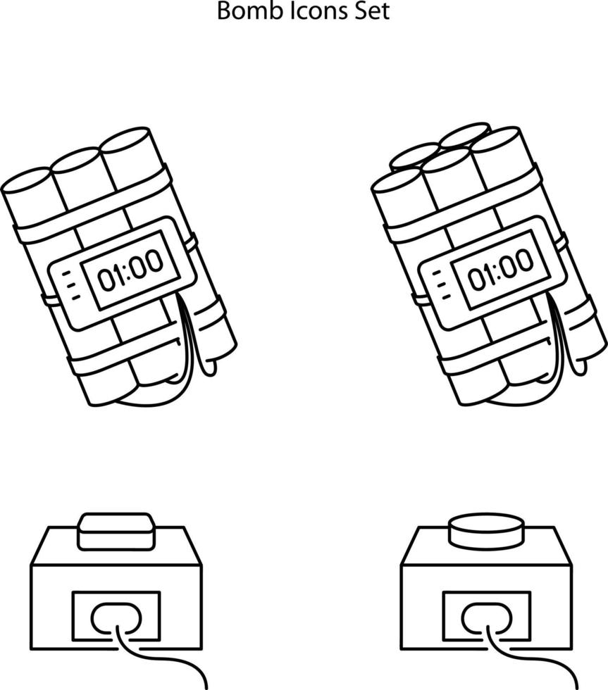 bomb ikoner som isolerad på vit bakgrund. ikon tunn linje kontur linjär symbol för logotyp, webb, app, ui. ikonen enkelt tecken. vektor